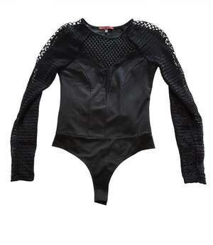 Red by BKS Black Mesh Long Sleeve Bodysuit Size S